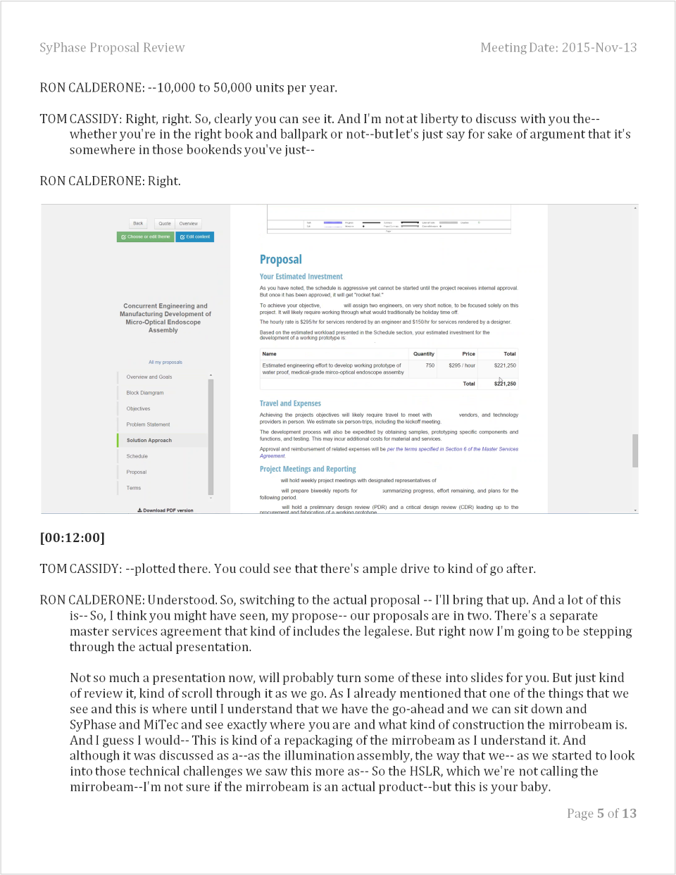 Full transcript with screenshots, time stamps, and speaker attributions